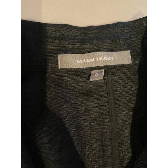 Ellen Tracy Women's Size 6 Black 100% Linen Lightweight Button Up Jacket - Picture 3 of 8